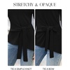 MEROKEETY Womens Fall Sweaters Trendy 2026 Tie Front Cinched Waist Tops(Black)