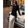 MEROKEETY Womens Fall Sweaters Trendy 2026 Tie Front Cinched Waist Tops(Black)