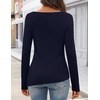 MEROKEETY Womens Fall Sweaters Trendy 2026 Tie Front Cinched Waist Tops(Navy)