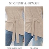 MEROKEETY Womens Fall Sweaters Trendy 2026 Tie Front Cinched Waist Tops(Oatmeal)