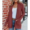 MEROKEETY Women’s Fall Winter Lightweight Cardigans Sweater(Brickred)