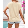 MEROKEETY Womens Summer Boho Cap Sleeve Lace Trim V Neck Tops(Apricot)