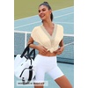 MEROKEETY Womens Summer Boho Cap Sleeve Lace Trim V Neck Tops(Apricot)