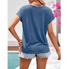 MEROKEETY Womens Summer Boho Cap Sleeve Lace Trim V Neck Tops(Darkblue)