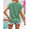 MEROKEETY Womens Summer Boho Cap Sleeve Lace Trim V Neck Tops(Green)