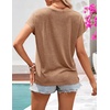 MEROKEETY Womens Summer Boho Cap Sleeve Lace Trim V Neck Tops(Khaki)