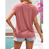 MEROKEETY Womens Summer Boho Cap Sleeve Lace Trim V Neck Tops(Pink)
