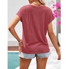 MEROKEETY Womens Summer Boho Cap Sleeve Lace Trim V Neck Tops(Watermelon)