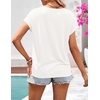 MEROKEETY Womens Summer Boho Cap Sleeve Lace Trim V Neck Tops(White)