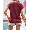 MEROKEETY Womens Summer Boho Cap Sleeve Lace Trim V Neck Tops(Wine)