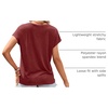 MEROKEETY Womens Summer Boho Cap Sleeve Lace Trim V Neck Tops(Wine)