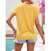 MEROKEETY Womens Summer Boho Cap Sleeve Lace Trim V Neck Tops(Yellow)