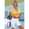 MEROKEETY Womens Summer Boho Cap Sleeve Lace Trim V Neck Tops(Yellow)