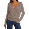 MEROKEETY 2026 Fall V Neck Wrap Sweaters for Women Knit Tops(Camel)
