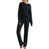 MEROKEETY Womens Cute Fuzzy Lounge Set Cozy Fall Pajamas(Black)