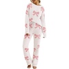 MEROKEETY Womens Cute Fuzzy Lounge Set Cozy Fall Pajamas(Bowbeige)