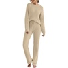 MEROKEETY Womens Cute Fuzzy Lounge Set Cozy Fall Pajamas(Khaki)