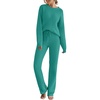 MEROKEETY Womens Cute Fuzzy Lounge Set Cozy Fall Pajamas(Lakegreen)