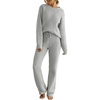 MEROKEETY Womens Cute Fuzzy Lounge Set Cozy Fall Pajamas(Lightgrey)