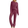 MEROKEETY Womens Cute Fuzzy Lounge Set Cozy Fall Pajamas(Maroon)
