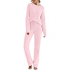 MEROKEETY Womens Cute Fuzzy Lounge Set Cozy Fall Pajamas(Pink)