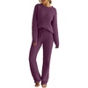MEROKEETY Womens Cute Fuzzy Lounge Set Cozy Fall Pajamas(Plum)