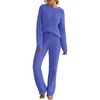 MEROKEETY Womens Cute Fuzzy Lounge Set Cozy Fall Pajamas(Royal)