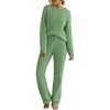 MEROKEETY Womens Cute Fuzzy Lounge Set Cozy Fall Pajamas(Seagrass)