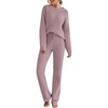 MEROKEETY Womens Cute Fuzzy Lounge Set Cozy Fall Pajamas(Taro)