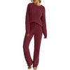 MEROKEETY Womens Cute Fuzzy Lounge Set Cozy Fall Pajamas(Wine)