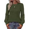 MEROKEETY Womens Fall Lightweight Sweater Long Sleeve Eyelet Pullover Tops(Army)