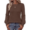 MEROKEETY Womens Fall Lightweight Sweater Long Sleeve Eyelet Pullover Tops(Coffee)