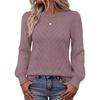 MEROKEETY Womens Fall Lightweight Sweater Long Sleeve Eyelet Pullover Tops(Greypurple)