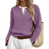 MEROKEETY Womens Fall Oversized Pullover Sweater Layered Neck Henley Tops(Purple)