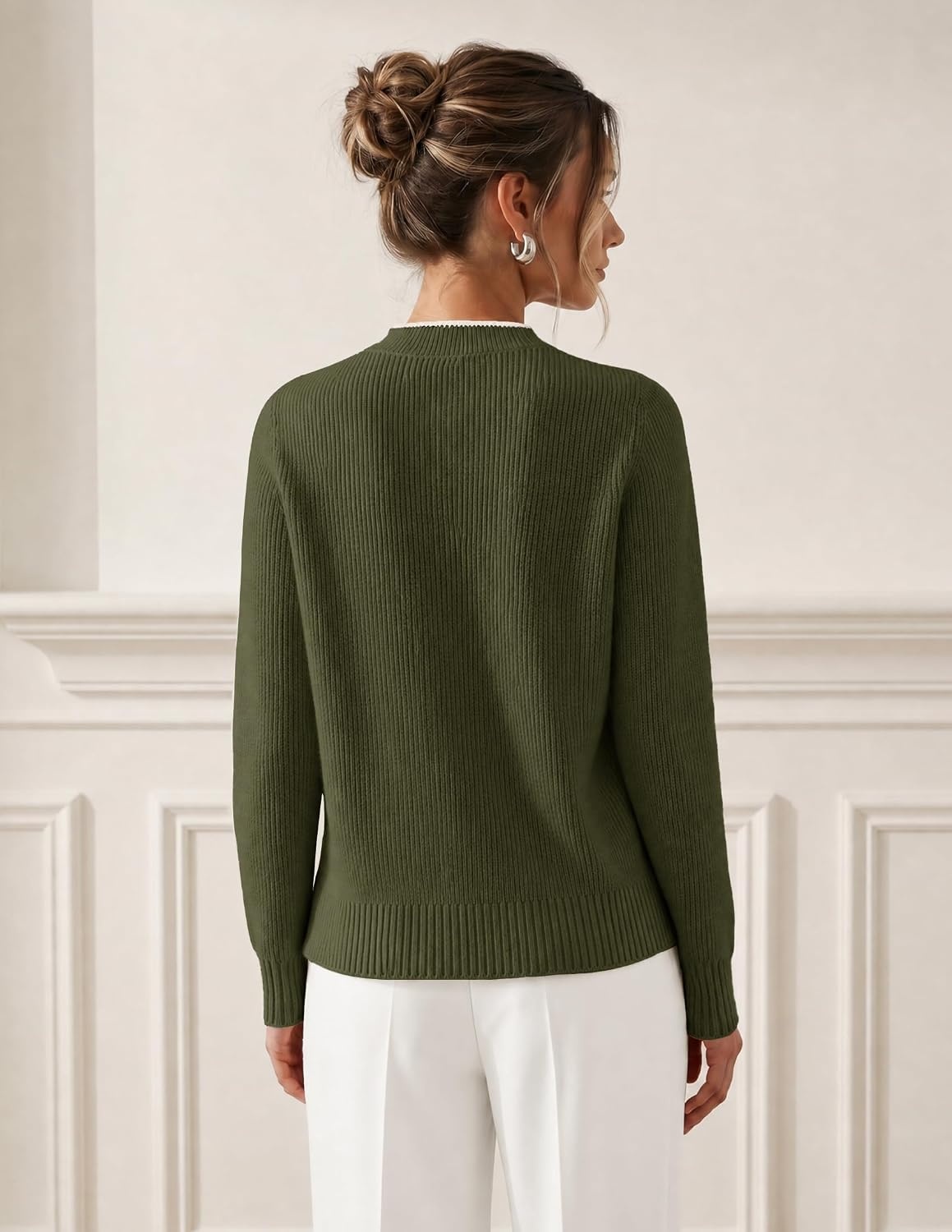 image:imageMEROKEETY Womens Long Sleeve Tie Front Fall Cardigan Chunky Knit SweatersArmygreen