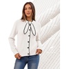 MEROKEETY Women’s Long Sleeve Tie Front Fall Cardigan Chunky Knit Sweaters(Beige)