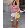 MEROKEETY Women’s Long Sleeve Tie Front Fall Cardigan Chunky Knit Sweaters(Pink)