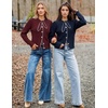 MEROKEETY Women’s Long Sleeve Tie Front Fall Cardigan Chunky Knit Sweaters(Wine)