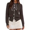 MEROKEETY Women’s Long Sleeve Tie Front Fall Cardigan Chunky Knit Sweaters(Coffee)