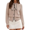 MEROKEETY Women’s Long Sleeve Tie Front Fall Cardigan Chunky Knit Sweaters(Oatmeal)
