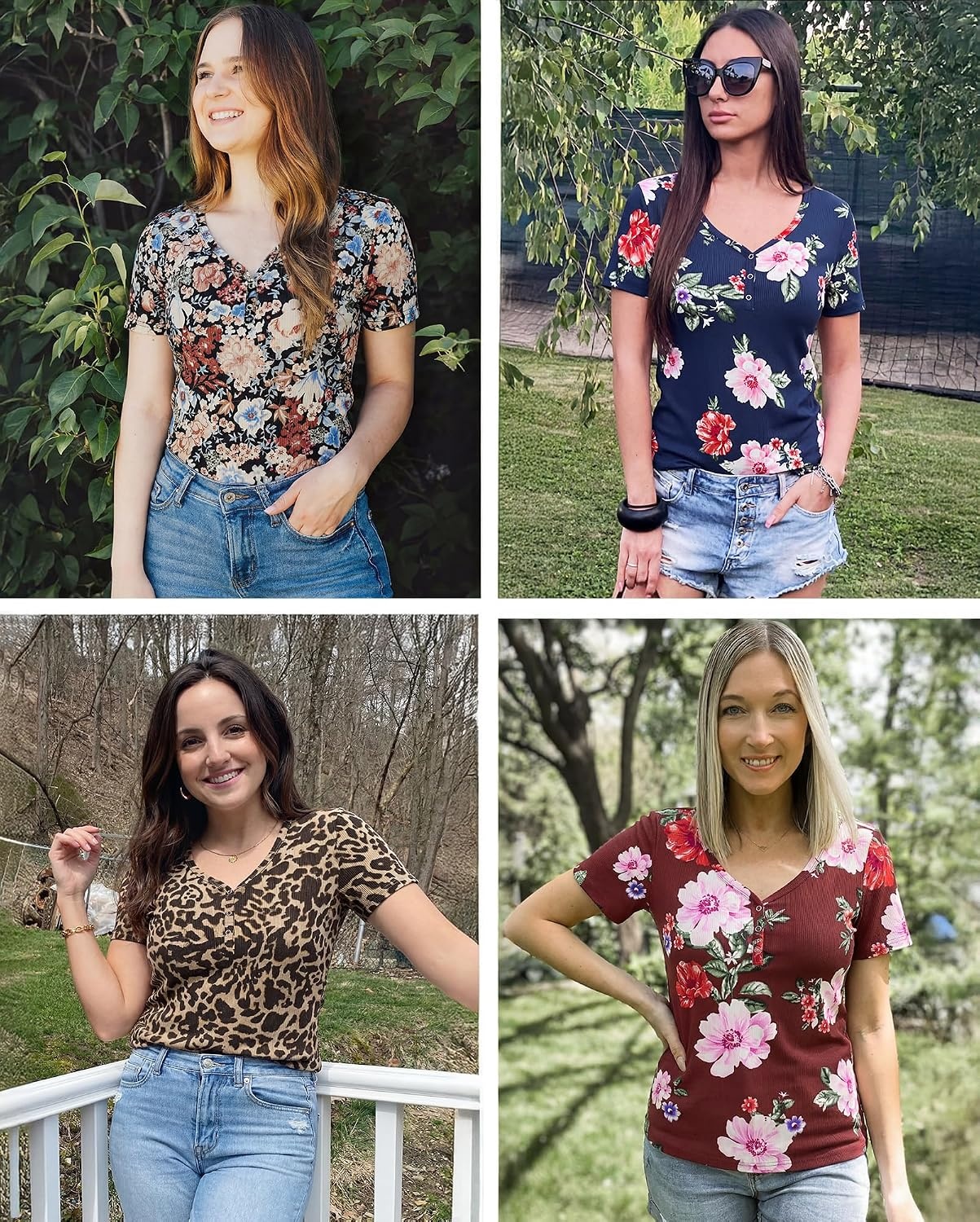 image:imageMEROKEETY Womens 2026 Summer Short Sleeve Tops Casual T ShirtsLeopard