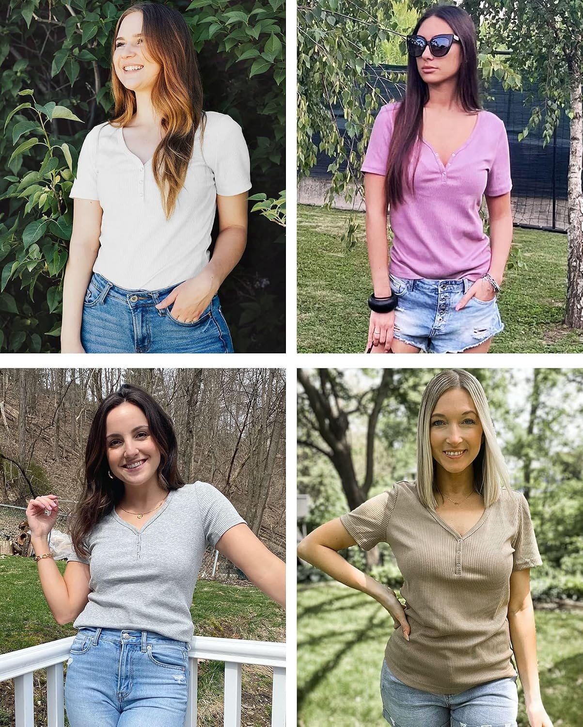 image:imageMEROKEETY Womens 2026 Summer Short Sleeve Tops Casual T ShirtsWhite