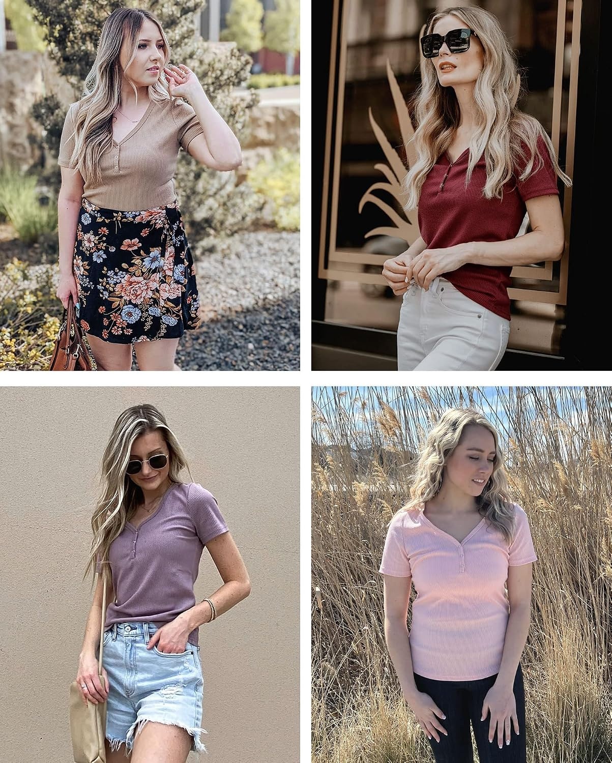 image:imageMEROKEETY Womens 2026 Summer Short Sleeve Tops Casual T ShirtsWine