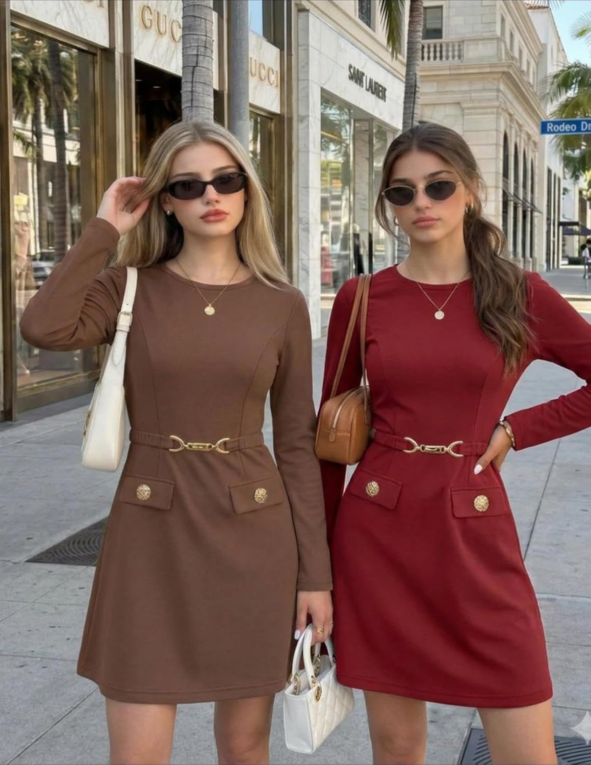 image:imageMEROKEETY Womens Fall Business Casual Work Office Long Sleeve Mini DressWine