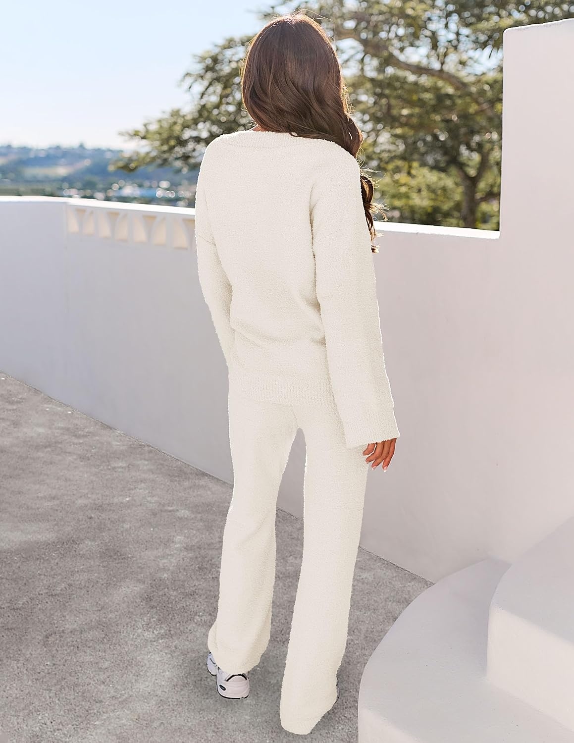 image:imageMEROKEETY Womens Fall Fleece 2 Piece Outfits Pajama Lounge SetsBeige
