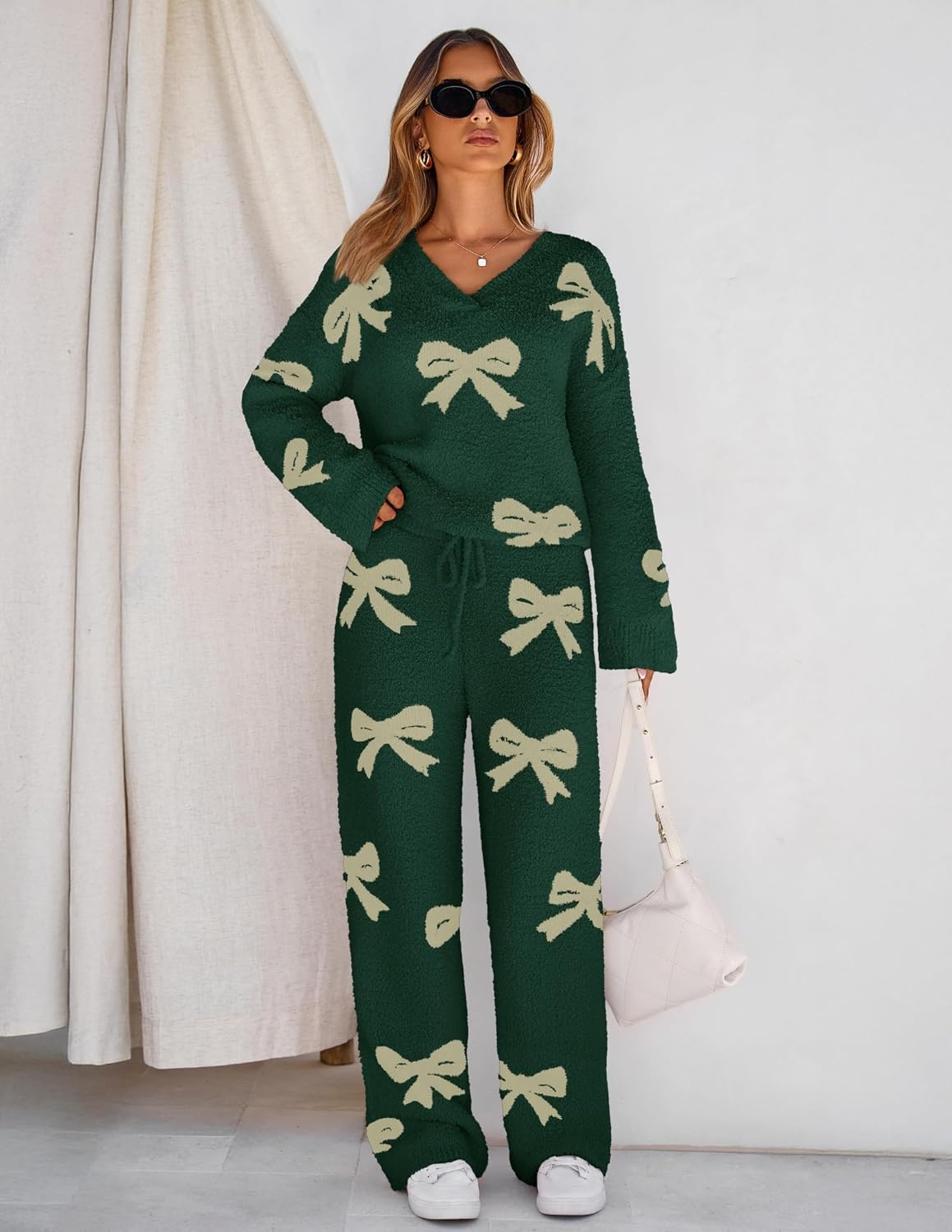 image:imageMEROKEETY Womens Fall Fleece 2 Piece Outfits Pajama Lounge SetsBowgreen