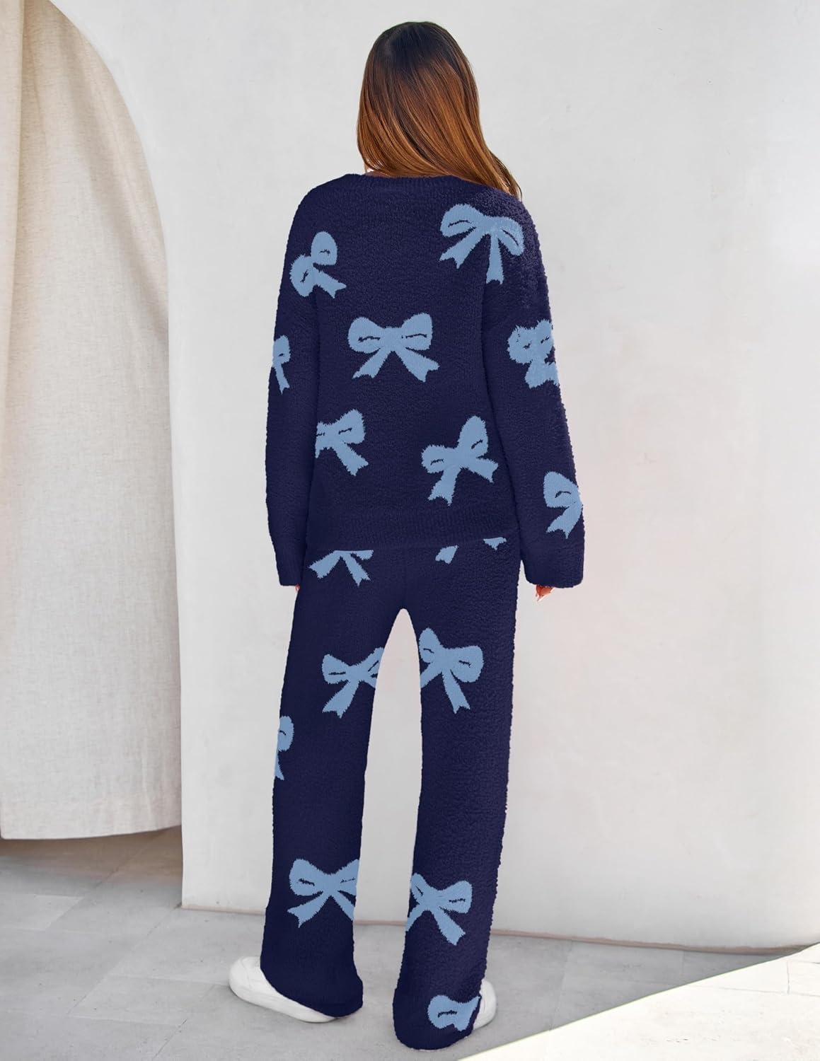 image:imageMEROKEETY Womens Fall Fleece 2 Piece Outfits Pajama Lounge SetsBownavy