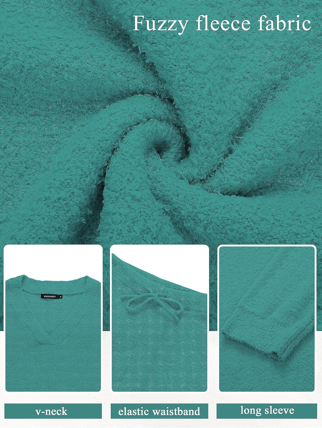 image:imageMEROKEETY Womens Fall Fleece 2 Piece Outfits Pajama Lounge SetsLakeblue