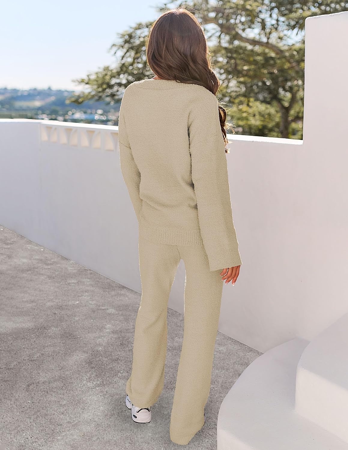 image:imageMEROKEETY Womens Fall Fleece 2 Piece Outfits Pajama Lounge SetsLightkhaki