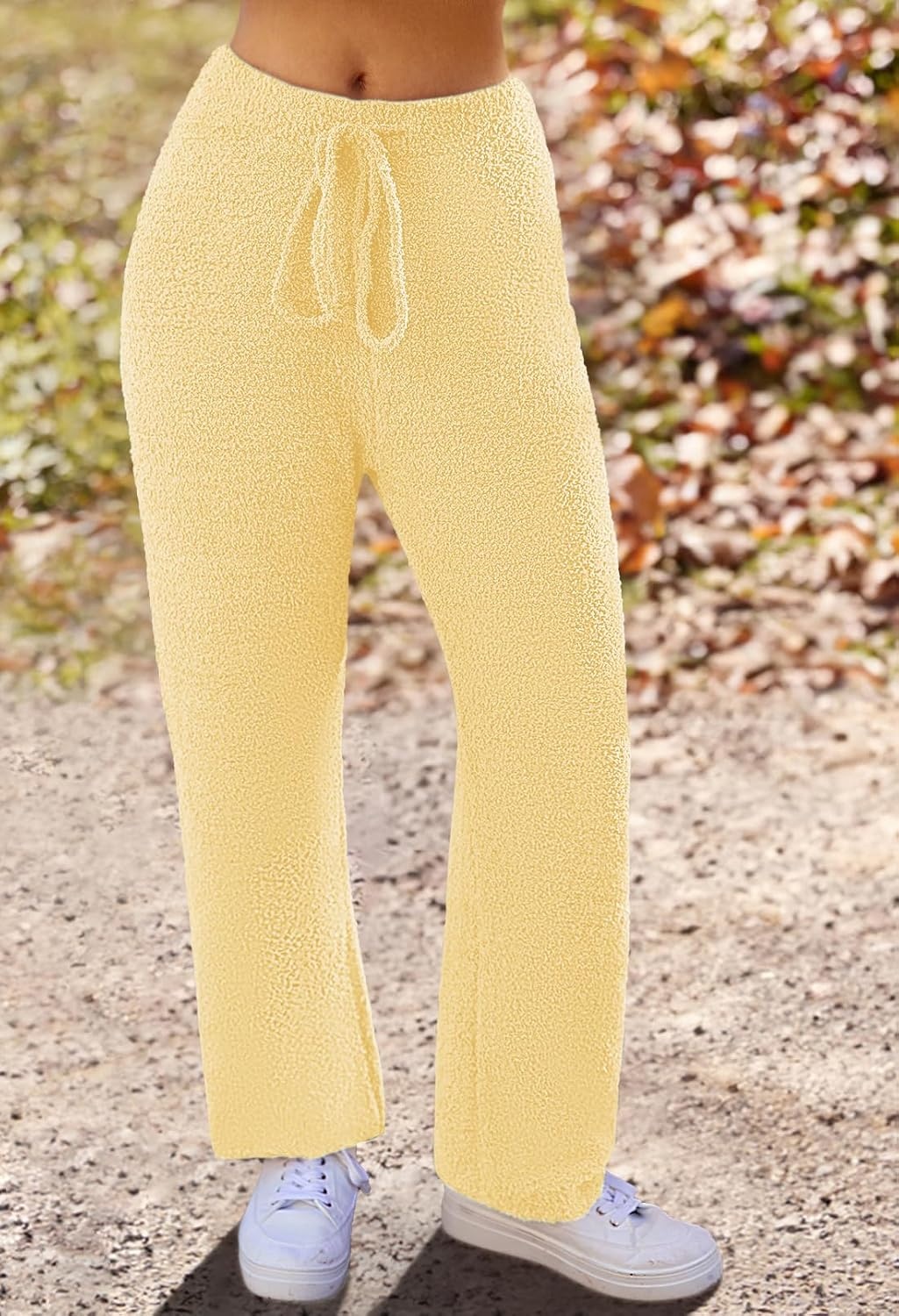 image:imageMEROKEETY Womens Fall Fleece 2 Piece Outfits Pajama Lounge SetsLightyellow